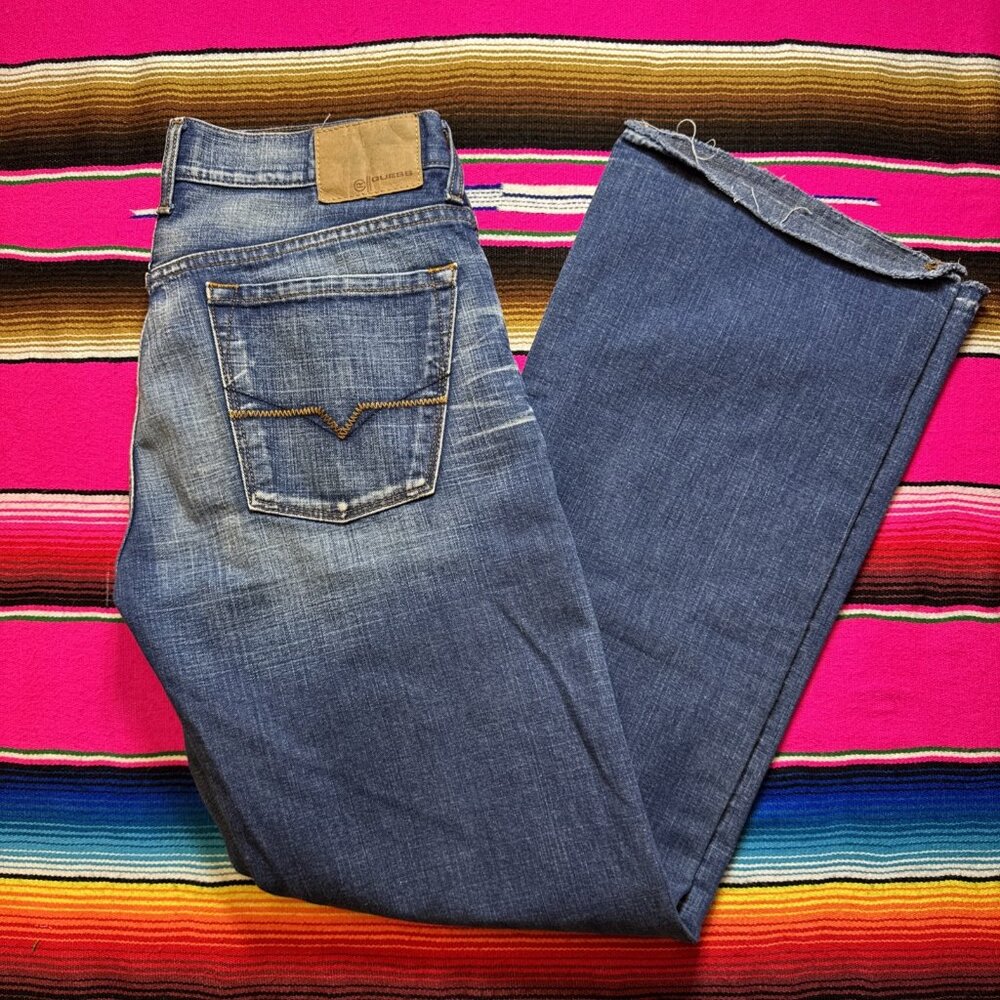 Vintage Guess Jeans Mens 32x32 Blue‎ Medium Wash Cotton The Dean Straight Denim